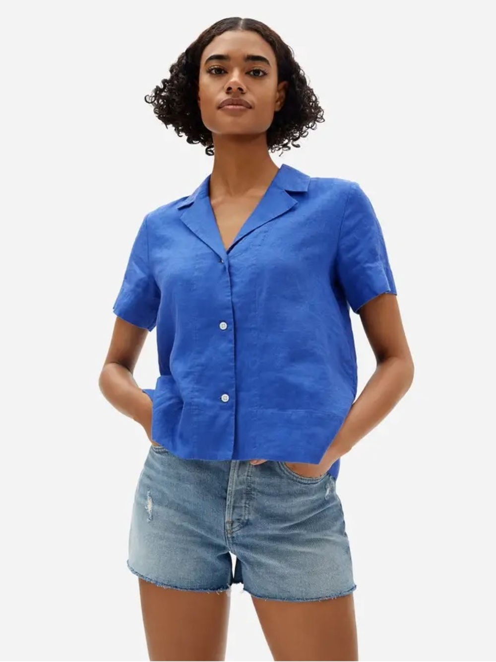Everlane | The Notch Shirt in Cobalt Linen